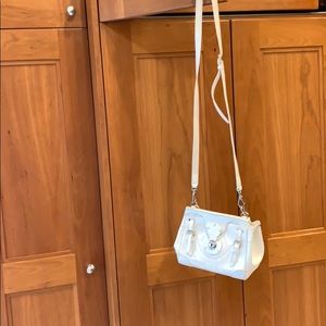 White patent leather purse